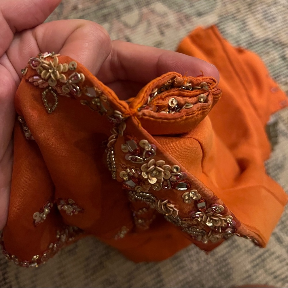 Kalki Elegant Orange Lehenga Set - Picture 8 of 10
